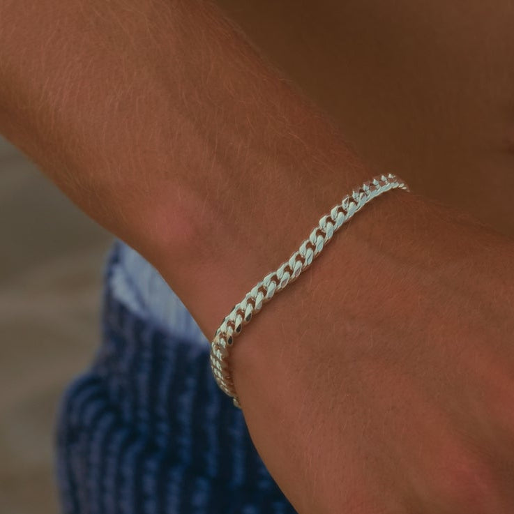SILVER CUBAN BRACELET 5MM