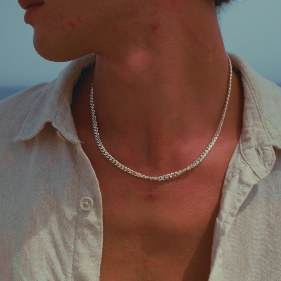 SILVER CUBAN CHAIN 5MM