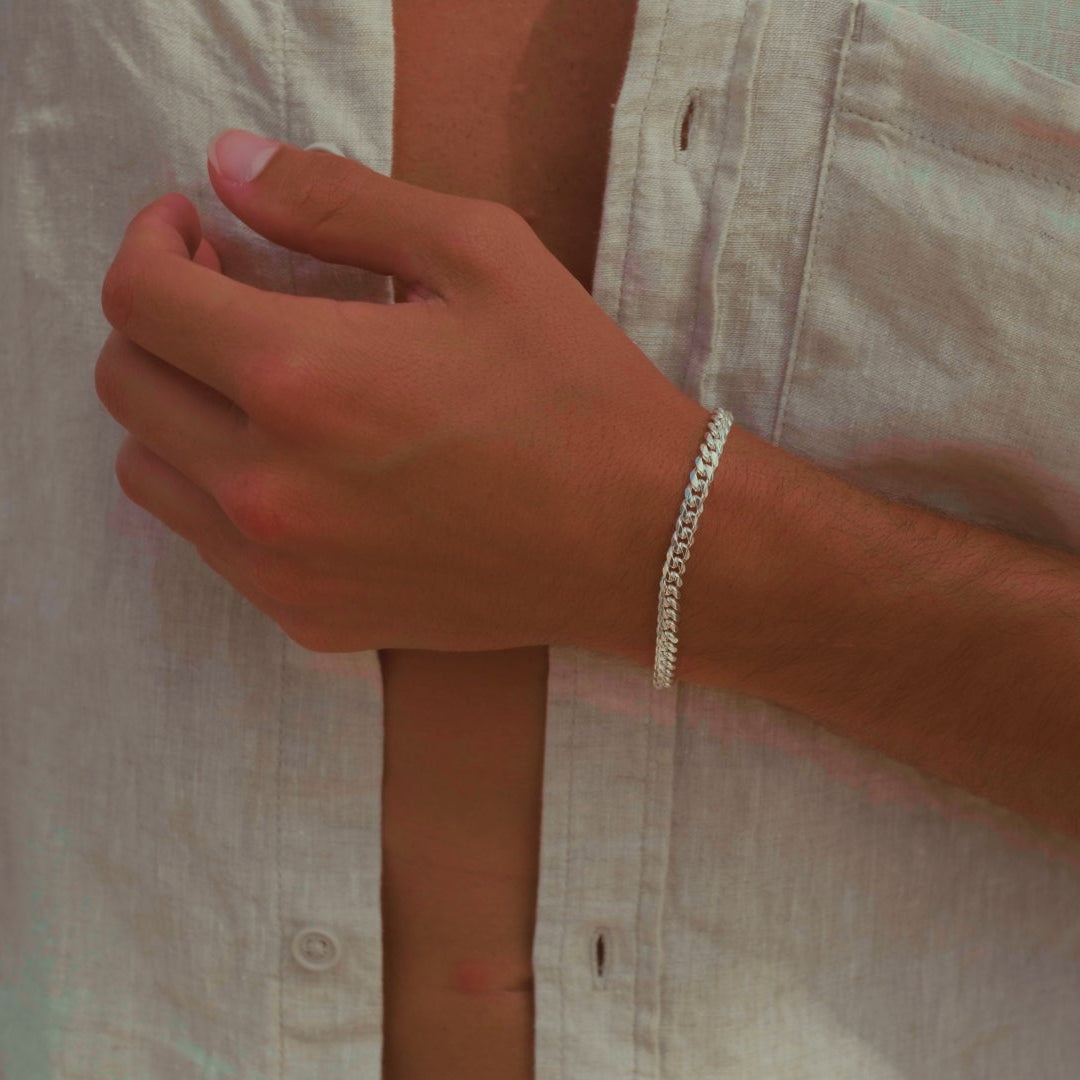 SILVER CUBAN BRACELET 5MM