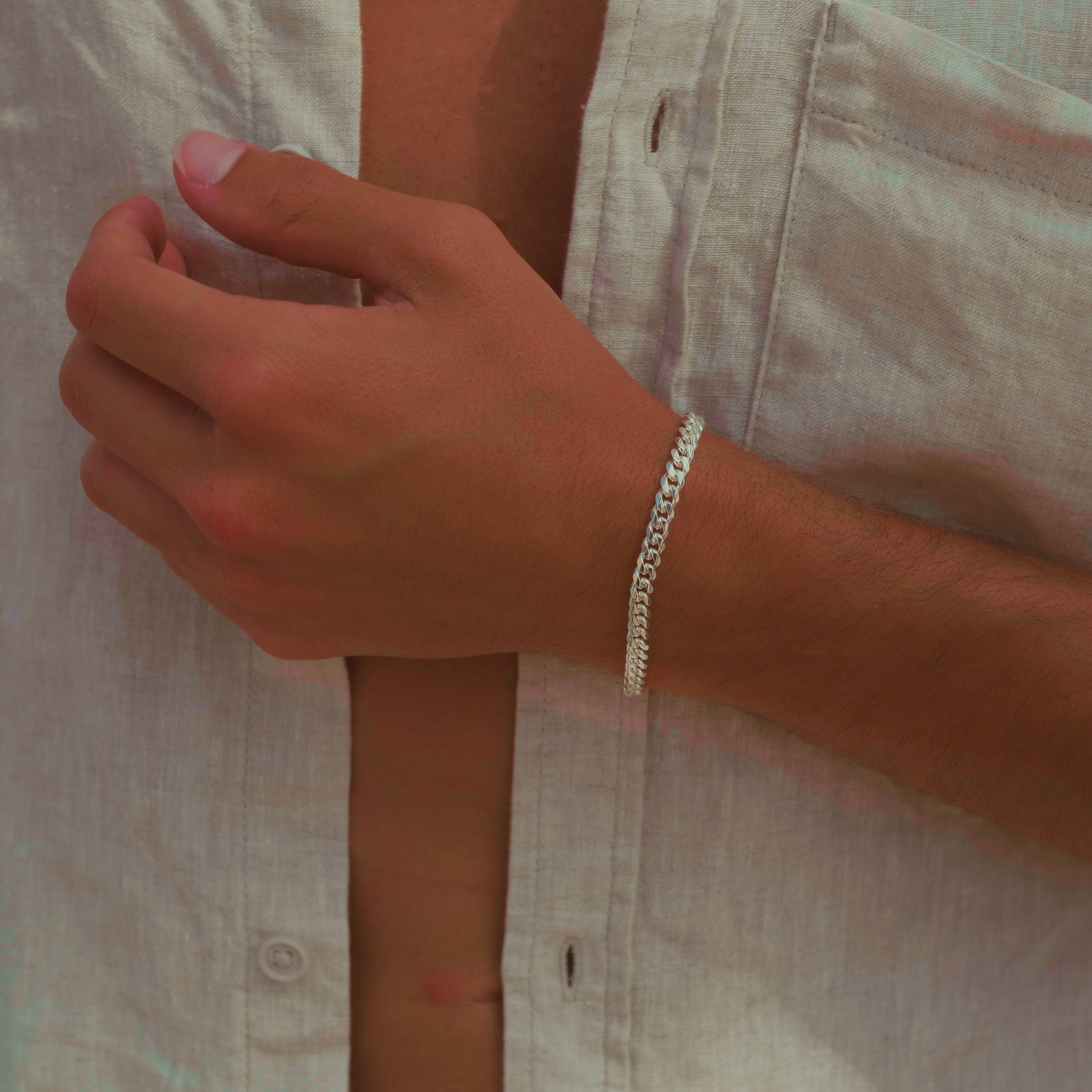 SILVER CUBAN BRACELET 5MM